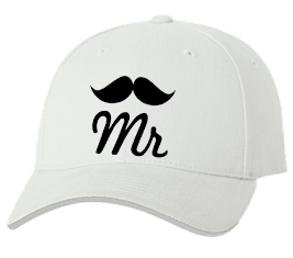 Печать на кепке промо Mrs & Mr, Печать на футболках, чашках, кепках. Индивидуальный дизайн