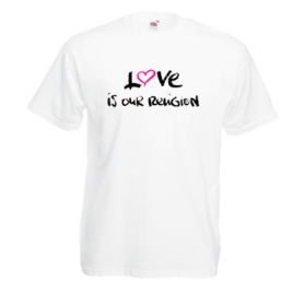 Печать на футболке Love religion, Печать на футболках, чашках, кепках. Индивидуальный дизайн