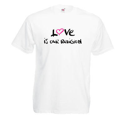 Печать на футболке Love religion, Печать на футболках, чашках, кепках. Индивидуальный дизайн