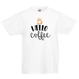 Друк на футболці Привіт кава, Друк на футболках, чашці, кепці. Індивідуальний дизайн