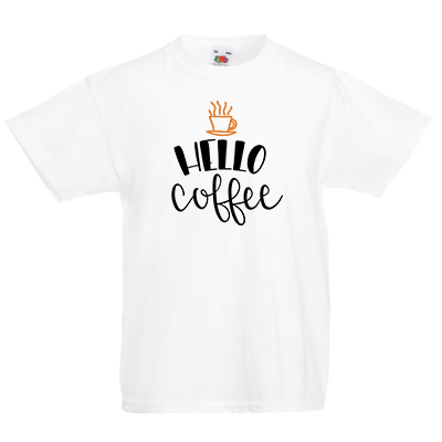 Друк на футболці Привіт кава, Друк на футболках, чашці, кепці. Індивідуальний дизайн