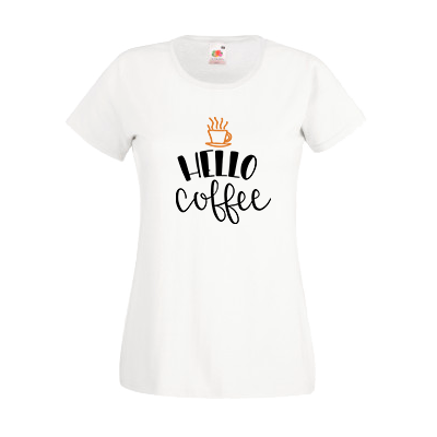 Печать на футболке Кофе привет, Печать на футболках, чашках, кепках. Индивидуальный дизайн