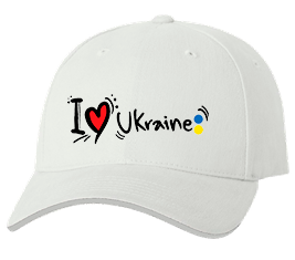 Печать на кепке промо Люблю Украину, Печать на футболках, чашках, кепках. Индивидуальный дизайн