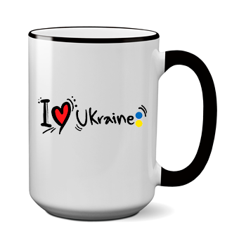 Печать на чашке Люблю Украину, Печать на футболках, чашках, кепках. Индивидуальный дизайн